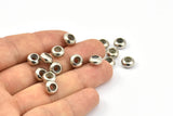Silver Bead Keeper, 24 Silver Tone Brass Bead Keeper, Silicone And Brass, Rondelle (8x4.3mm) BS 1771