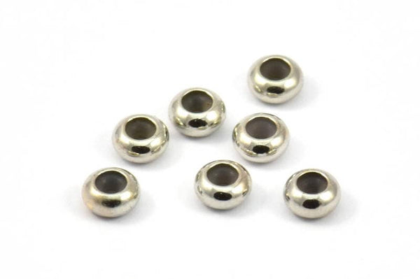 Silver Bead Keeper, 12 Silver Tone Brass Bead Keeper, Silicone And Brass, Rondelle (5.5x3mm) BS 1770