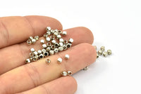 Cube Spacer Beads, 100 Silver Tone Brass Tiny Square Cube Spacer Beads (2.5mm)  BS 2018