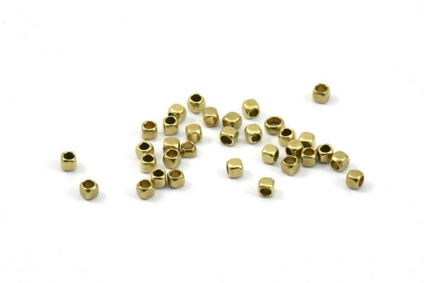 Cube Spacer Beads, 200 Raw Brass Tiny Square Cube Spacer Beads (1.5mm)  BS 2019
