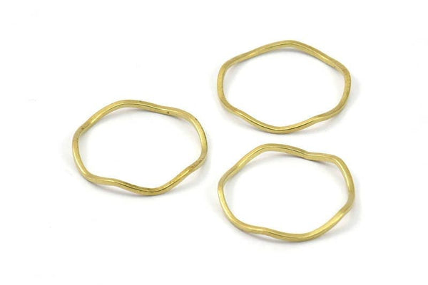 Brass Circle Rings, 50 Raw Brass Wavy Circle Rings, Charms (16.5x0.80mm) BS 1757