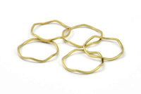 Brass Circle Rings, 50 Raw Brass Wavy Circle Rings, Charms (16.5x0.80mm) BS 1757