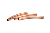 Copper Noodle Tubes - 5 Raw Copper Curved Long Tube Findings (57x5mm) A0734