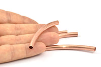 Copper Noodle Tubes - 5 Raw Copper Curved Long Tube Findings (57x5mm) A0734