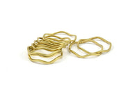 Brass Circle Rings, 50 Raw Brass Wavy Circle Rings, Charms (15.5x0.80mm) BS 1756