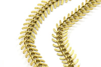 Fish Bone Chain, 2 Meters Raw Brass Textured Fish Bone Chain (9mm) Z146