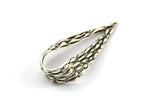Textured Drop Charm, 2  Antique Silver Plated Textured Drop Charm With 1 Hole, Earring Findings (47x21x9x1mm) N0198 H0300