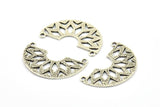 Antique Silver Ethnic Pendant, 1 Antique Silver Plated Semi Circle Pendants with 2 Loops (37x23x14x1 mm) N0122 H0232