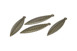 Brass Leaf Charm, 20 Antique Brass Leaf Charms Pendant Findings (35mm) K087