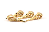 Gold Bird Skull, 2 Gold Plated Brass Bird Skull Necklace Pendants (32x11x10mm) N0492 Q0105