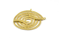 Spiral Japanese Pendant, 1 Raw Brass  Spiral Pendant With 2 Loops (40x1mm) U075