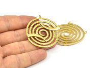 Spiral Japanese Pendant, 1 Raw Brass  Spiral Pendant With 2 Loops (40x1mm) U075