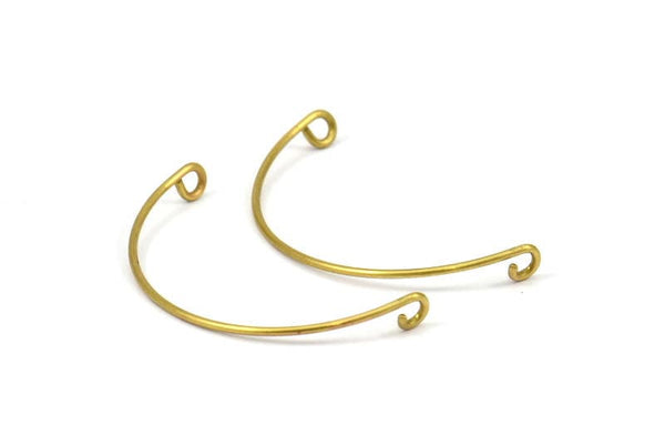 SemiCircle Wire Connector, 24 Raw Brass SemiCircle Wire Pendant With 2 Holes (32x0.8mm) BS 2261