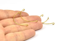 SemiCircle Wire Connector, 24 Raw Brass SemiCircle Wire Pendant With 2 Holes (32x0.8mm) BS 2261
