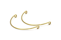 SemiCircle Wire Connector, 24 Raw Brass SemiCircle Wire Pendant With 2 Holes (38x0.8mm) BS 2260