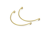 SemiCircle Wire Connector, 24 Raw Brass SemiCircle Wire Pendant With 2 Holes (38x0.8mm) BS 2260