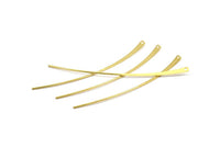 Brass Stud Earring Wires, 12 Raw Brass Needle Bar Earring Wires with 1 Hole (70x2.5x1mm) BS 2291
