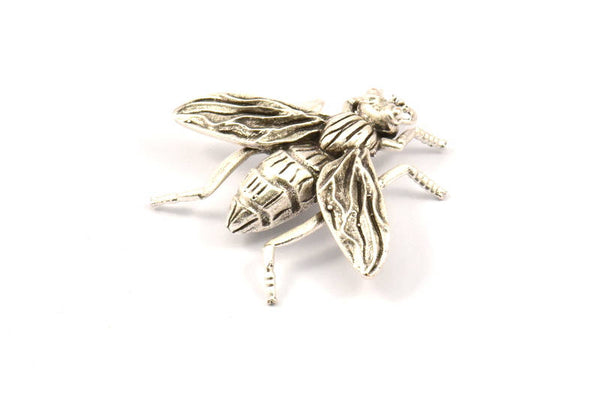 Huge Bug Pendant, 1 Antique Silver Plated Bug Fly Insect Charm Pendant (43x41mm) N214