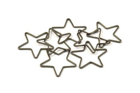 Black Star Charm, 12 Black Plated Brass Open Star Charms (24x0.8x0.6mm) BS 1078