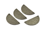 Hammered Half Moon, 2 Hammered Black Plateds Brass Semi Circle Blanks with 2 Holes (30x15x1.2mm) N0390