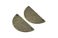 Hammered Half Moon, 2 Hammered Black Plateds Brass Semi Circle Blanks with 2 Holes (30x15x1.2mm) N0390