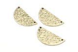 Hammered Half Moon, 2 Hammered Antique Silver Plated Brass Semi Circle Blanks with 2 Holes (30x15x1.2mm) N390