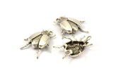Tiny Bug Charm, 1 Antique Silver Plated Brass Bug Fly Insect Charms (29x22x5.5mm) N0495 H0148