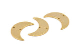 Gold Hammered Crescent Charm, 2 Gold Plated Brass Hammered Moons with 2 Holes (30x11x1.2mm) N0388 Q0074