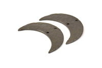 Black Hammered Crescent Finding, 2 Black Plated Brass Hammered Moons with 2 Holes (35x11x1.5mm) N0211