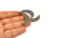 Black Hammered Crescent Finding, 2 Black Plated Brass Hammered Moons with 2 Holes (35x11x1.5mm) N0211