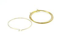 Hoop Earring Wires, 25 Raw Brass Stud Earring Wires (50x0.70mm) BS 2238
