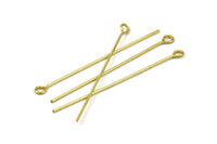 70mm Eye Pin, 25 Raw Brass Eye Pins, Findings (70x1.2mm) BS 2273