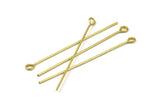 70mm Eye Pin, 25 Raw Brass Eye Pins, Findings (70x1.2mm) BS 2273