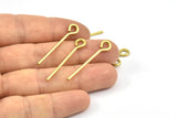 35mm Eye Pin, 25 Raw Brass Eye Pins, Findings (35x1.5mm) BS 2281