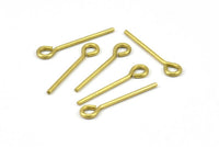 30mm Eye Pin, 25 Raw Brass Eye Pins, Findings (30x1.5mm) BS 2276