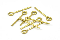30mm Eye Pin, 25 Raw Brass Eye Pins, Findings (30x1.5mm) BS 2276