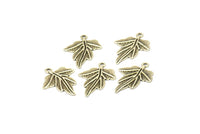 Ginkgo Leaf Pendant, 50 Antique Silver Plated Brass Leaf Charms (26x25mm) Y324 H078