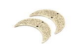Antique Silver Hammered Crescent Finding, 2 Antique Silver Plated Brass Hammered Moons with 2 Holes (35x11x1.5mm) N211