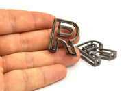 Black R Letter, 2 Black Plated R Letter, Initials, Uppercase, Letter Initial Pendant for Personalised Necklaces