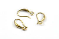 Brass Ear Hooks, 12 Raw Brass Earring Wires, Earring Hooks (15x8mm) BS 2297