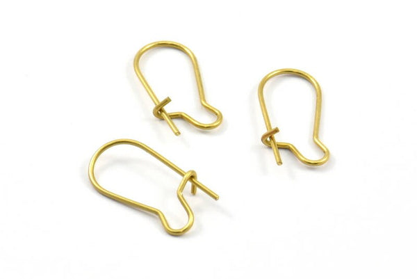 Brass Ear Hooks, 50 Raw Brass Earring Wires, Earring Hooks (19x9x0.75mm) BS 2302