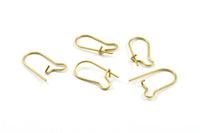 Brass Ear Hooks, 50 Raw Brass Earring Wires, Earring Hooks (19x9x0.75mm) BS 2302