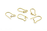 Brass Ear Hooks, 50 Raw Brass Earring Wires, Earring Hooks (19x9x0.75mm) BS 2302