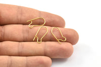 Brass Ear Hooks, 50 Raw Brass Earring Wires, Earring Hooks (19x9x0.75mm) BS 2302