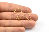 Brass Ear Hooks, 50 Raw Brass Earring Wires, Earring Hooks (19x9x0.75mm) BS 2302
