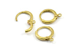 Brass Earring Clasp, 12 Raw Brass Earring Clasps With 1 Loop (16x13mm) BS 2299