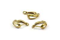 Brass Earring Clasp, 12 Raw Brass Earring Clasps With 1 Loop (15x12mm) BS 2298