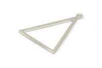 Silver Blank Triangles, 6 Silver Tone Triangles with 1 Loop (34x27x1mm) BS 2408