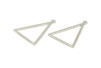 Silver Blank Triangles, 6 Silver Tone Triangles with 1 Loop (34x27x1mm) BS 2408