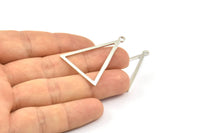 Silver Blank Triangles, 6 Silver Tone Triangles with 1 Loop (34x27x1mm) BS 2408